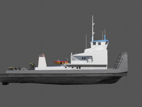 Soviet motor ship pusher tug type RT-600 project 1741AM 3D Model