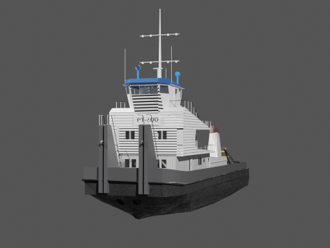 Soviet motor ship pusher tug type RT-600 project 1741AM 3D Model