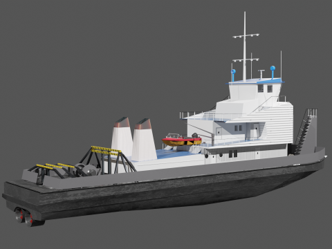 Soviet motor ship pusher tug type RT-600 project 1741AM 3D Model