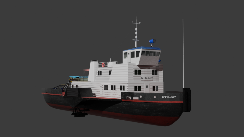 Soviet vessel type BTK - paddle tug of project 1721L 3D 模型 .c4d .max .obj .3ds .fbx .stl .blend 