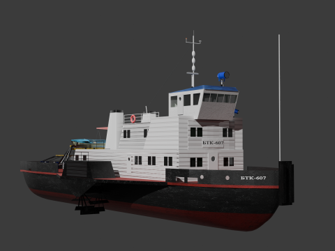 Soviet vessel type BTK - paddle tug of project 1721L Modelo 3D