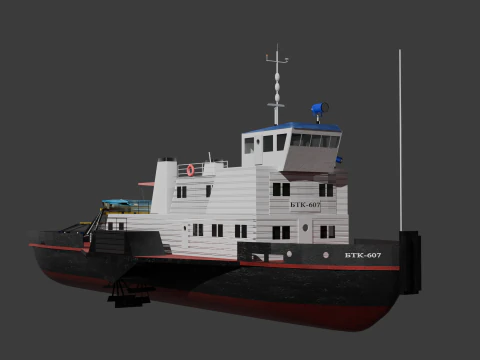 Navire soviétique de type BTK - remorqueur à aubes du projet 1721L Modèle 3D