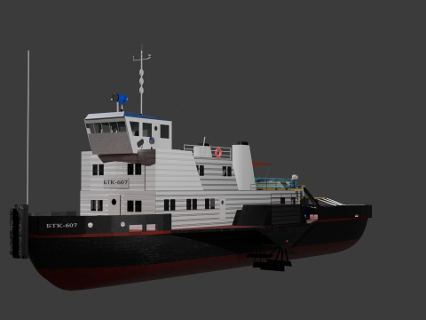 Soviet vessel type BTK - paddle tug of project 1721L 3D 模型