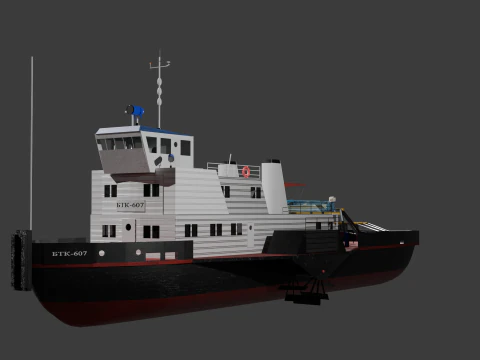 Soviet vessel type BTK - paddle tug of project 1721L 3D Model