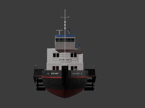 Soviet vessel type BTK - paddle tug of project 1721L 3D Model