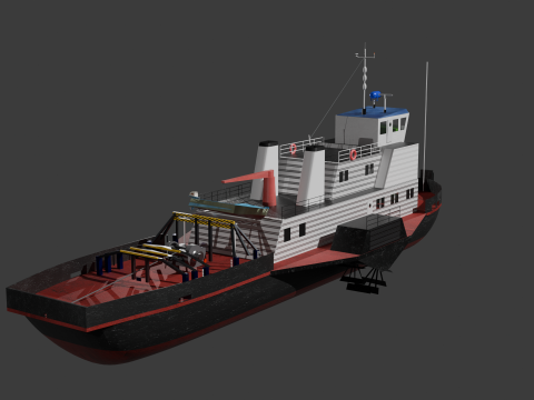 Soviet vessel type BTK - paddle tug of project 1721L 3D 模型