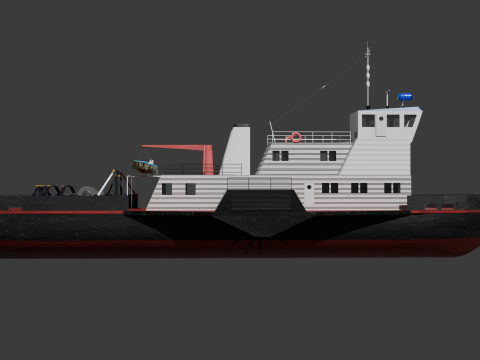 Soviet vessel type BTK - paddle tug of project 1721L 3D 模型
