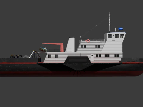 Soviet vessel type BTK - paddle tug of project 1721L 3D Model