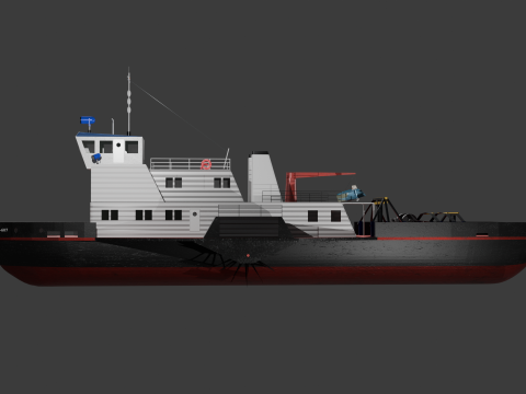 Soviet vessel type BTK - paddle tug of project 1721L 3D 模型