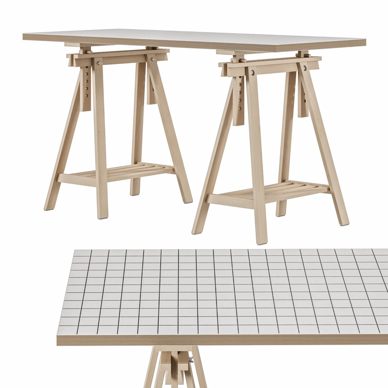 Working table IKEA MLSKYTT - MITTBACK - LAGKAPTEN 3D Model .c4d .max .obj .3ds .fbx .stl .blend