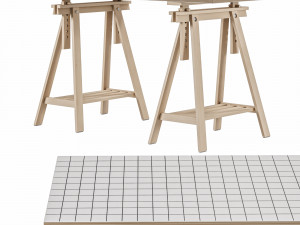 Working table IKEA MLSKYTT - MITTBACK - LAGKAPTEN 3D Model