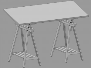 Working table IKEA MLSKYTT - MITTBACK - LAGKAPTEN 3D Model