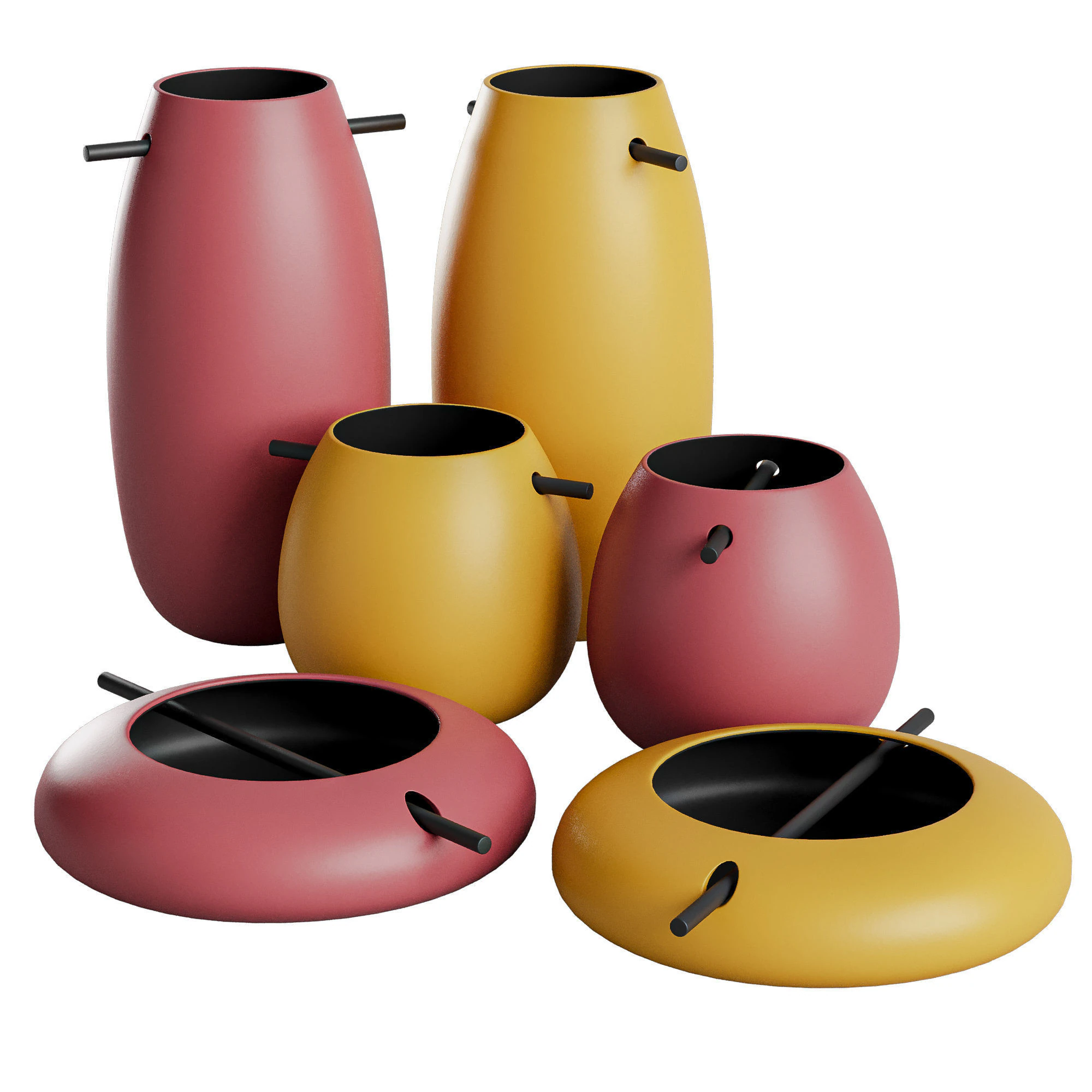 Set of vases Asia by Roche Bobois 3D Model .c4d .max .obj .3ds .fbx .stl .blend