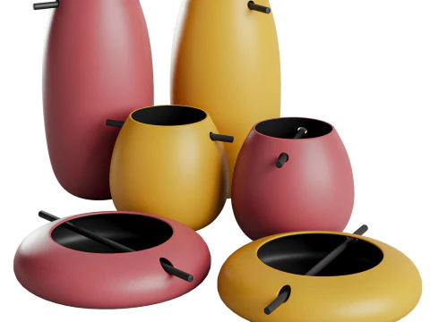 Zestaw wazonów Asia marki Roche Bobois Model 3D