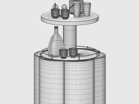 Getr&auml;nkeset mit Roche Bobois Beistelltisch-Bar Lift Flower 3D Modell