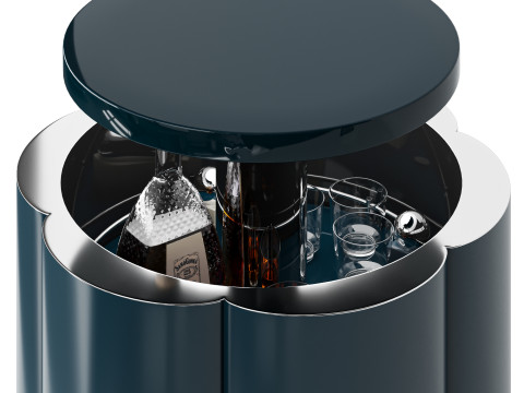 Set of drinks with Roche Bobois end table-bar Lift Flower 3D Model