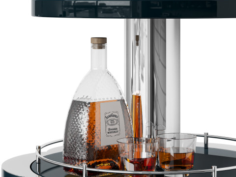 Set of drinks with Roche Bobois end table-bar Lift Flower 3D Model