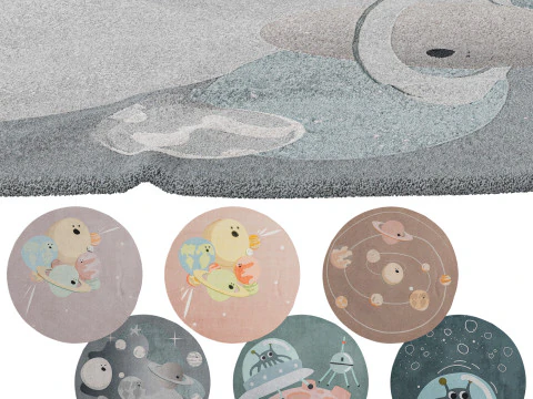 Zestaw dywan&oacute;w z motywem kosmicznym Circu Model 3D