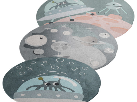 Set of Circu space theme carpets 3D Model