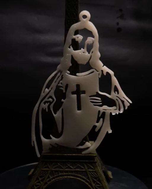 Jesus Silhouette Pendant 3D Print Model .c4d .max .obj .3ds .fbx .stl .blend 