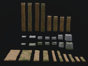 PACK BOARDS LOGS TILES BRICKS 3D Model