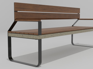 Combined Material Bench 3D Modell