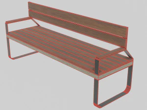 Combined Material Bench 3D Model