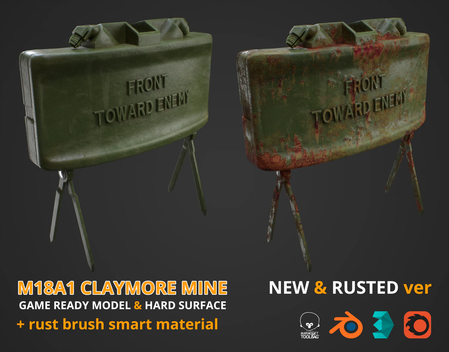 M18A1 Claymore Mine 3D Game Ready Model 3D Model .c4d .max .obj .3ds .fbx .stl .blend 
