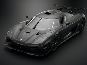 Koenigsegg One 1 Carbono totalmente expuesto: interior y compartimento del motor Modelo 3D