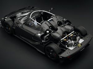 Koenigsegg One 1 Full Exposed Carbon - Interior and Engine Bay 3D Model