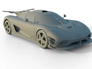 Koenigsegg One 1 Full Exposed Carbon - Interior and Engine Bay 3D Model