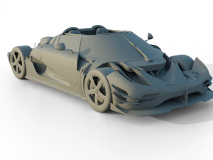Koenigsegg One 1 Full Exposed Carbon - Interior and Engine Bay 3D Model