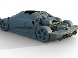 Koenigsegg One 1 Full Exposed Carbon - Interior and Engine Bay 3D Model