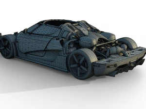 Koenigsegg One 1 Full Exposed Carbon - Interior and Engine Bay 3D Model