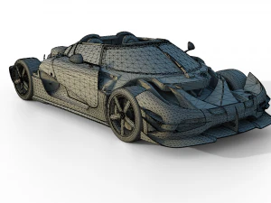 Koenigsegg One 1 Full Exposed Carbon - Interior and Engine Bay 3D Model