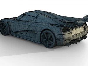 Koenigsegg One 1 Full Exposed Carbon - Interior and Engine Bay 3D Model