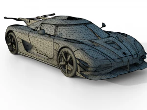 Koenigsegg One 1 Full Exposed Carbon - Interior and Engine Bay 3D Model