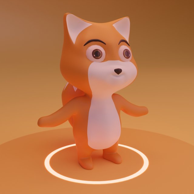 Stylized Fox 3D Model .c4d .max .obj .3ds .fbx .stl .blend 