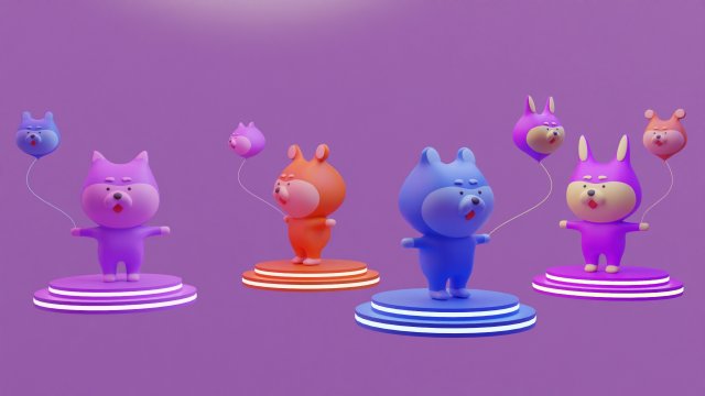 Stylized Puppy 3D Модель .c4d .max .obj .3ds .fbx .stl .blend 