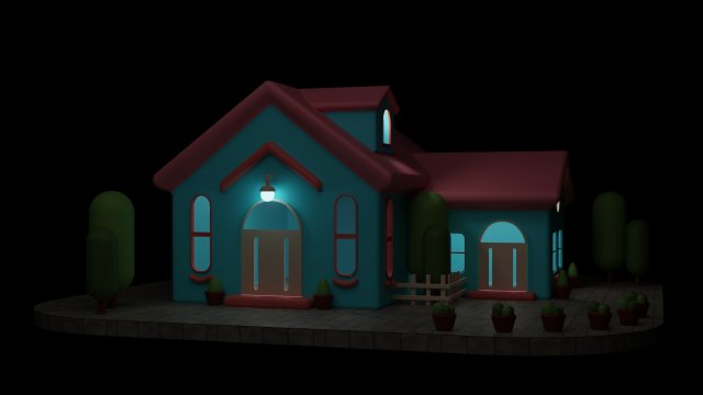 Stylized minimal House 3D Model .c4d .max .obj .3ds .fbx .stl .blend 