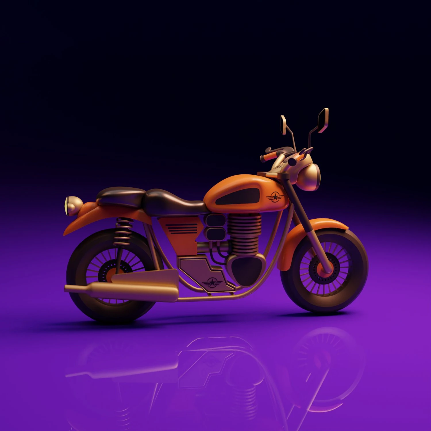Stylized Motorcycle 3D Model .c4d .max .obj .3ds .fbx .stl .blend 