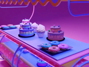 Delisious Cake Cart 3D Model