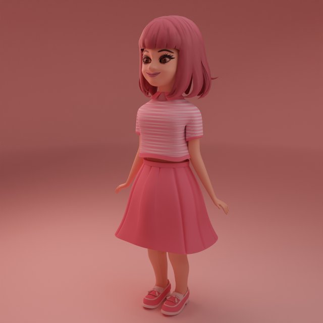 Cute Little Girl 3D Model .c4d .max .obj .3ds .fbx .stl .blend 