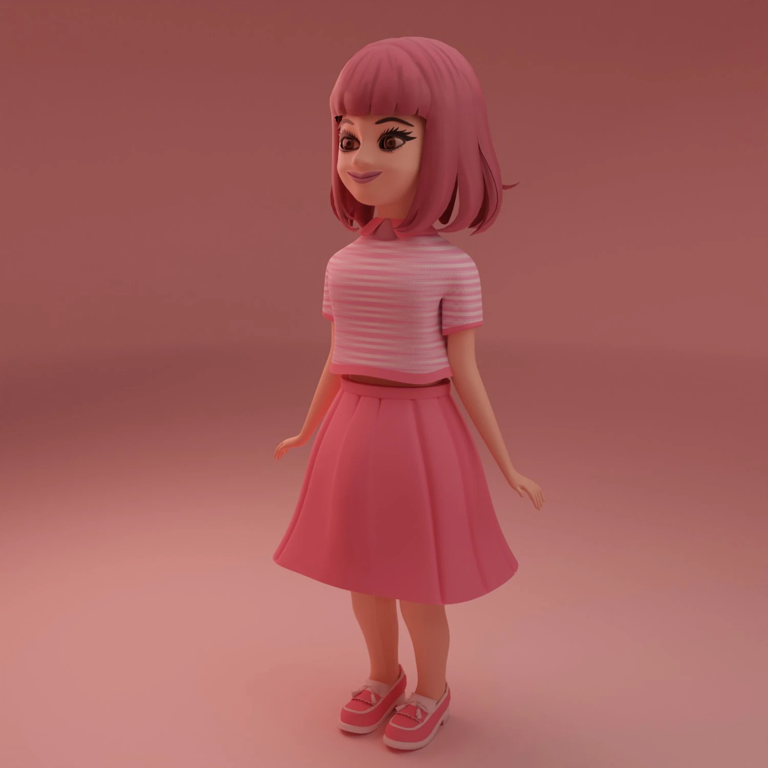 Cute Little Girl 3D Model .c4d .max .obj .3ds .fbx .stl .blend
