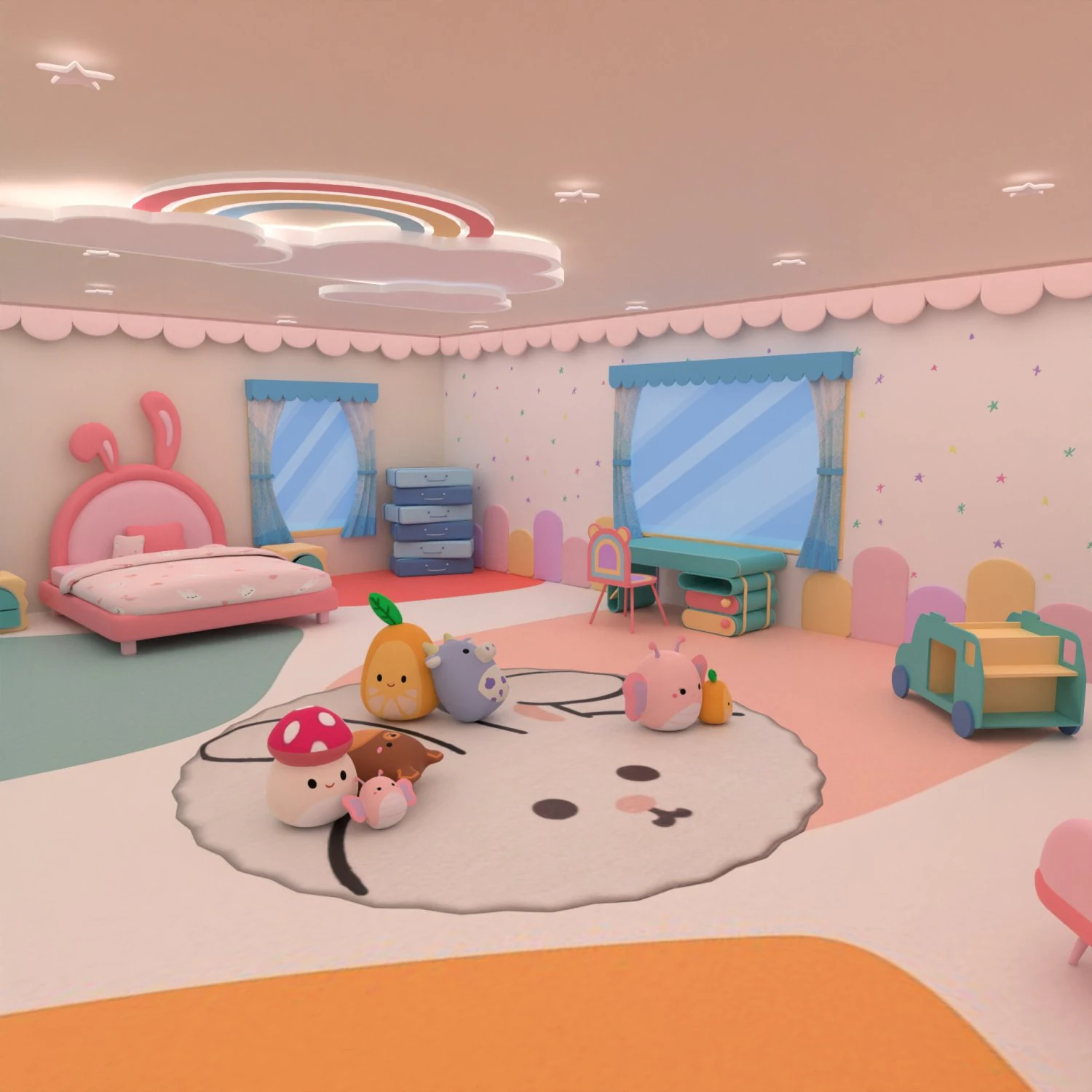 Stylized kids room 3D Model .c4d .max .obj .3ds .fbx .stl .blend