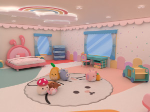Stylized kids room 3D Model