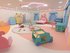 Stylized kids room 3D Model