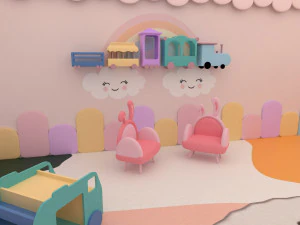 Stylized kids room 3D Model