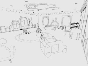 Stylized kids room 3D Model