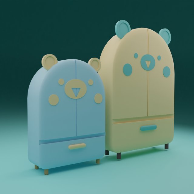 Stylized Teddy Cupboard 3Dモデル .c4d .max .obj .3ds .fbx .stl .blend